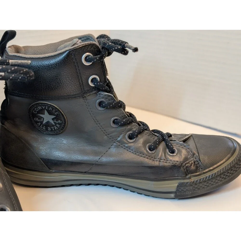 CONVERSE All Star Black Leather Sneaker Size 6 Street Chuck Shoes